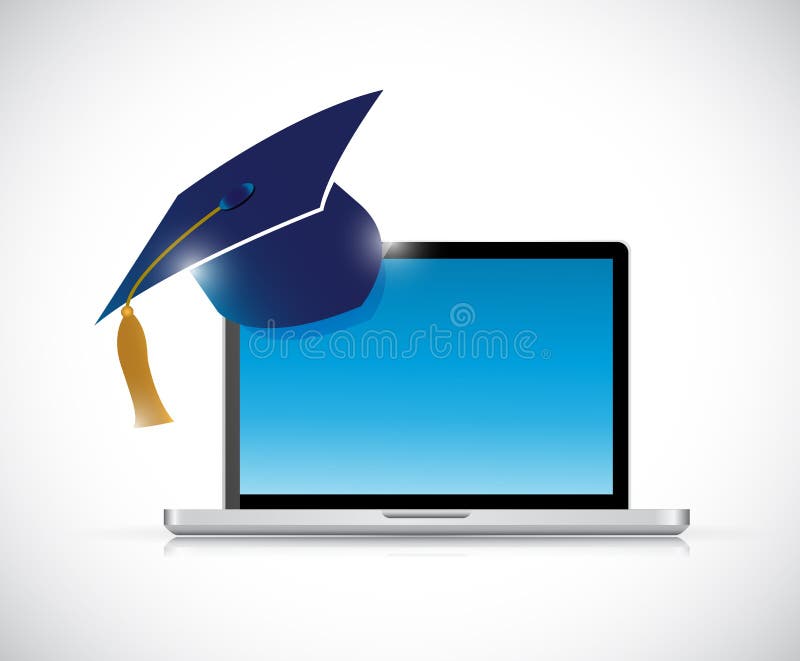 Online education graduation concept illustration royalty free illustration