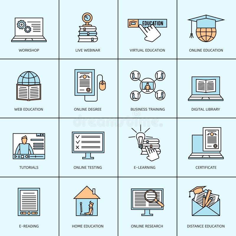 Online Education Icons Set royalty free illustration