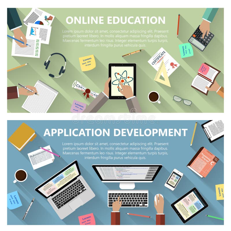 Online edukaci i app rozwoju pojęcie ilustracja wektor