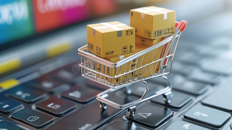 Online-Einkauf für Geschenke am virtuellen Montag vektor abbildung