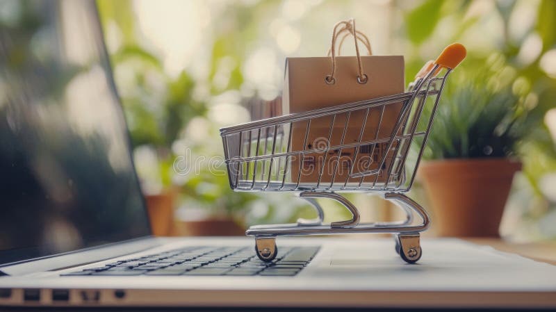 Online-Einkauf für Geschenke am virtuellen Montag lizenzfreie abbildung