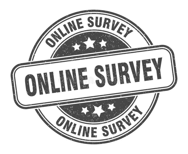 Online enquête-stempel. bord voor rondreg online enquête. stock illustratie
