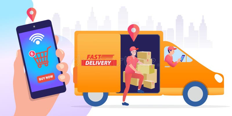 Delivery Service, E-commerce. Receiving Package from Courier To ...