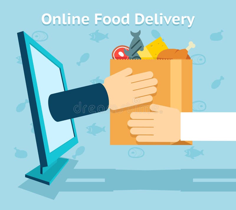 Online food delivery stock illustration Online food delivery stock illustration