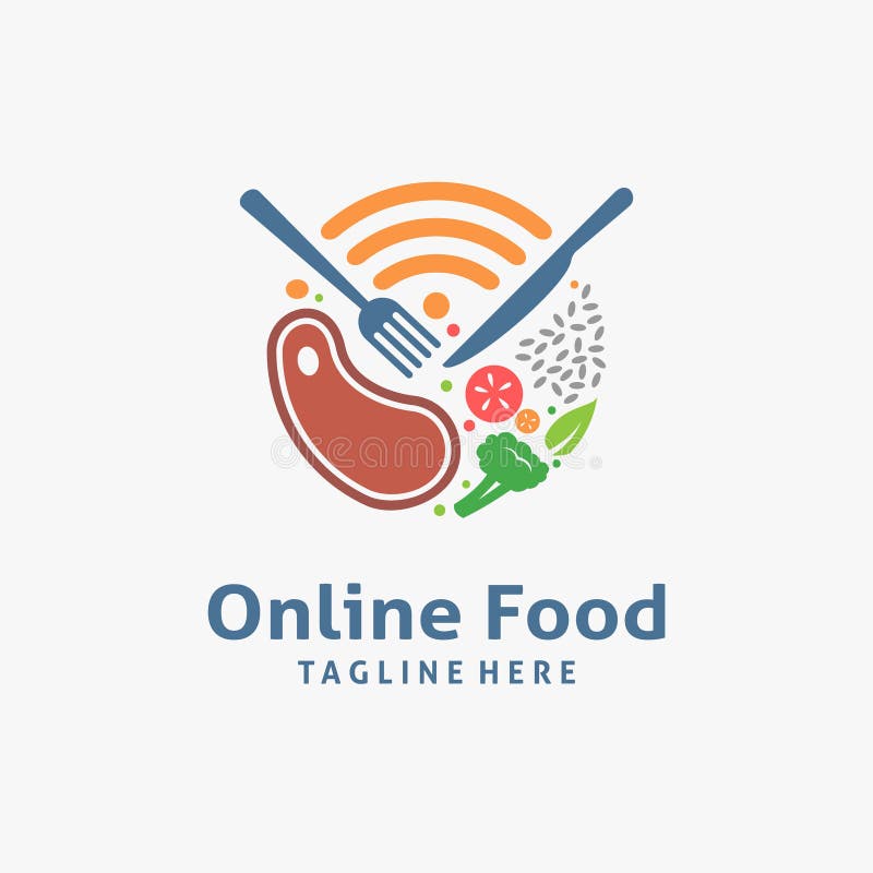 Online food logo design stock illustration. Illustration of website
