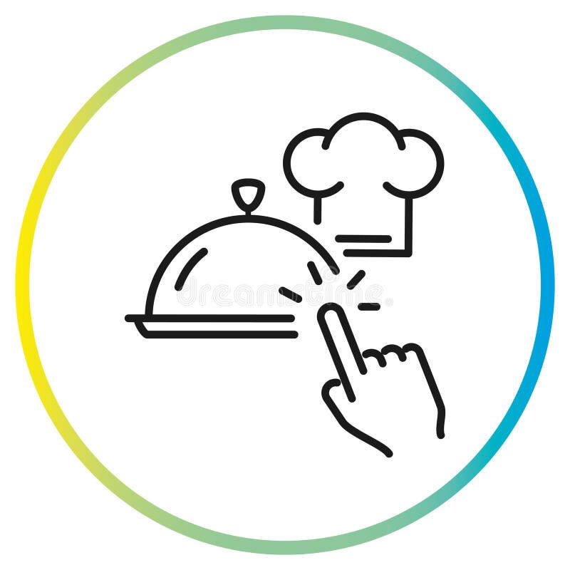 Online food order icon, click eat, delivery for chef menu vector illustration