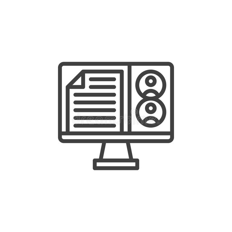 Online Group Project line icon stock illustration