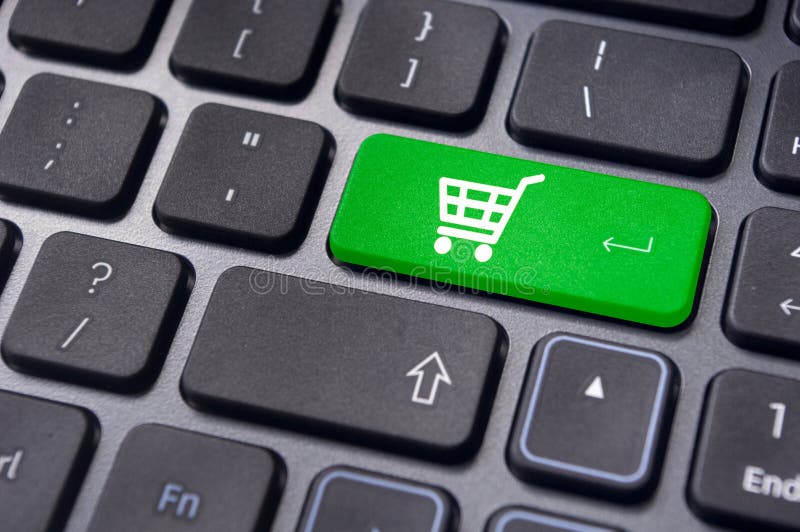 Online het winkelen concepten met karsymbool