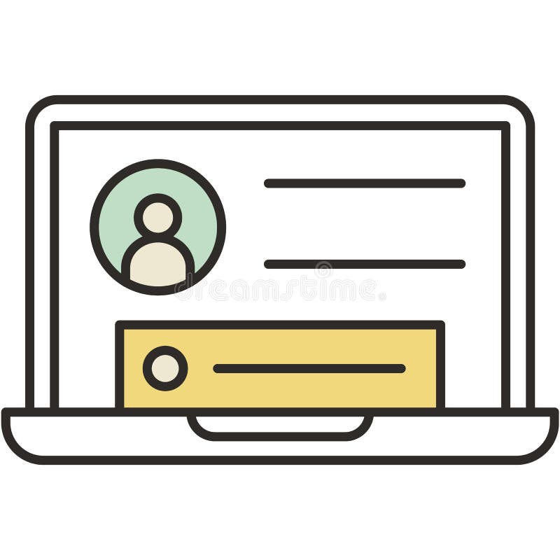 Online identity icon laptop computer flat vector stock illustration