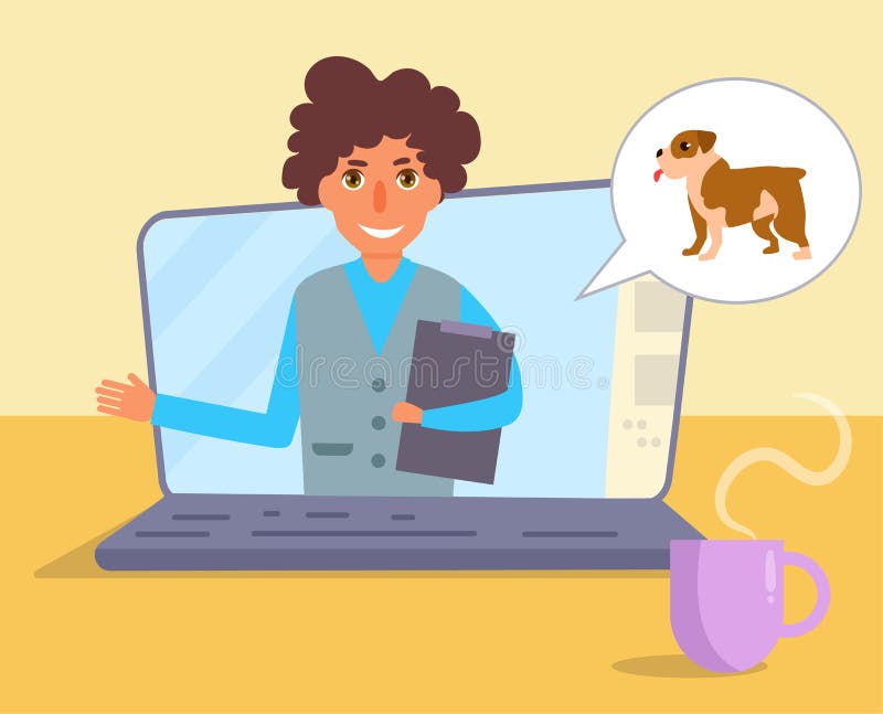 Online-konsultation av veterinären royaltyfri illustrationer Online-konsultation av veterinären royaltyfri illustrationer
