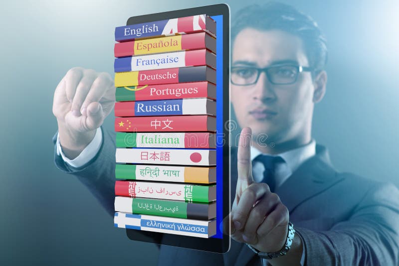 Online Language Learning with Businessman Stock Photo Image of