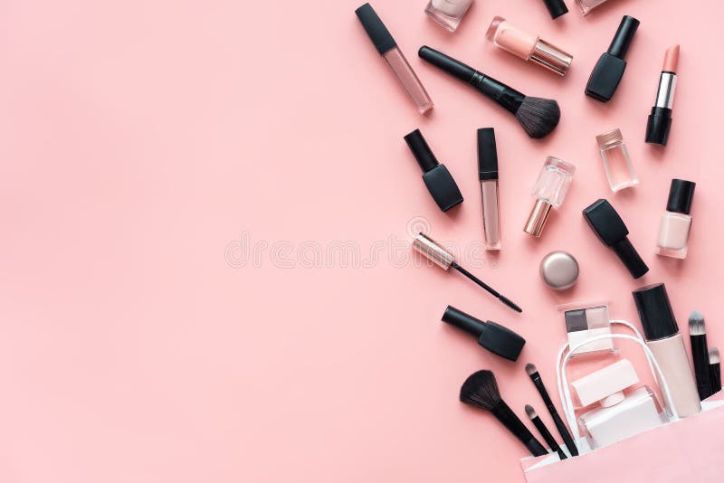 Online Makeup Cosmetic Beauty Shop Products on Background Stock Image - Image of decorative, fashion: 162057971