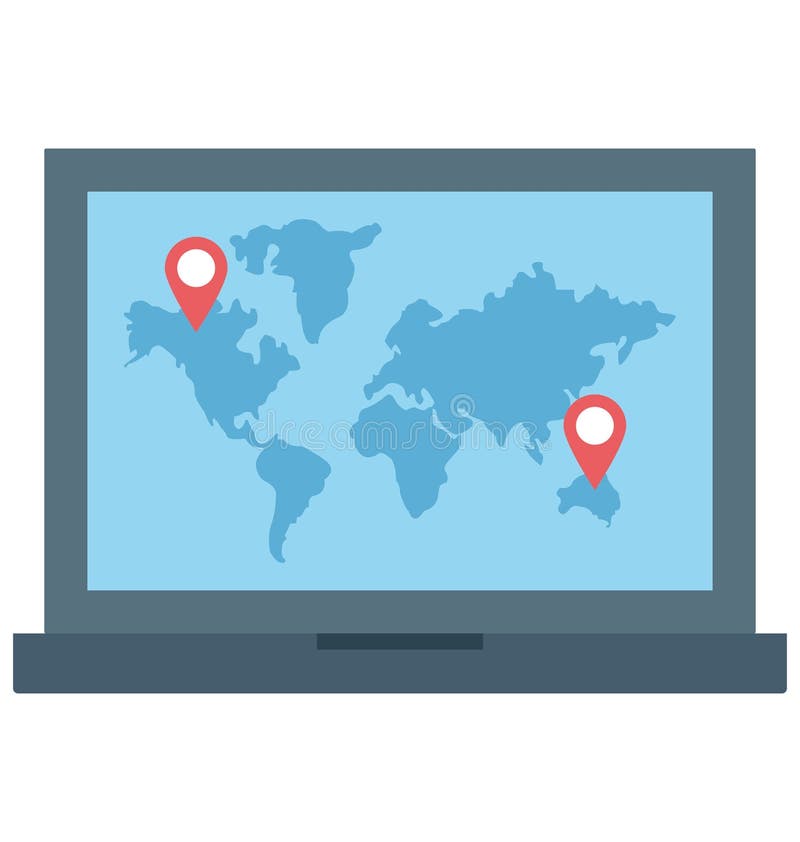 Online Maps Color Illustration Vector Icon Stock Vector - Illustration