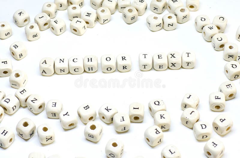Online marketing term on white background wooden abc anchor text