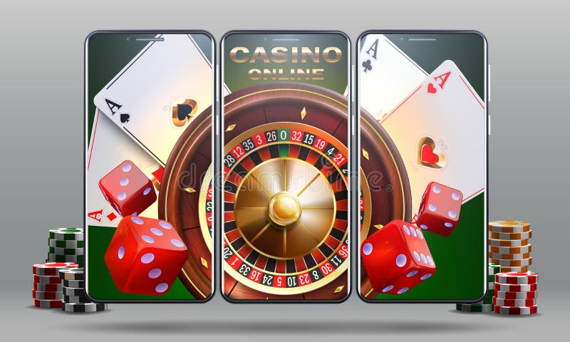 Online Mobile Casino Banner.Smartphones with Playing Cards Roulette and  Chips Stock Vector - Illustration of betting, poker: 213616956