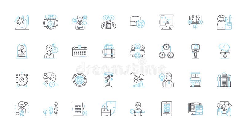 Online nerk linear icons set. Connectivity, Virtual, Internet, Accessible, Globalization, Communication, Digitization royalty free illustration
