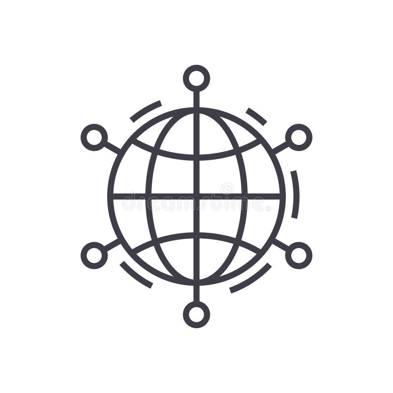 Online networking pojęcia wektoru cienka kreskowa ikona royalty ilustracja