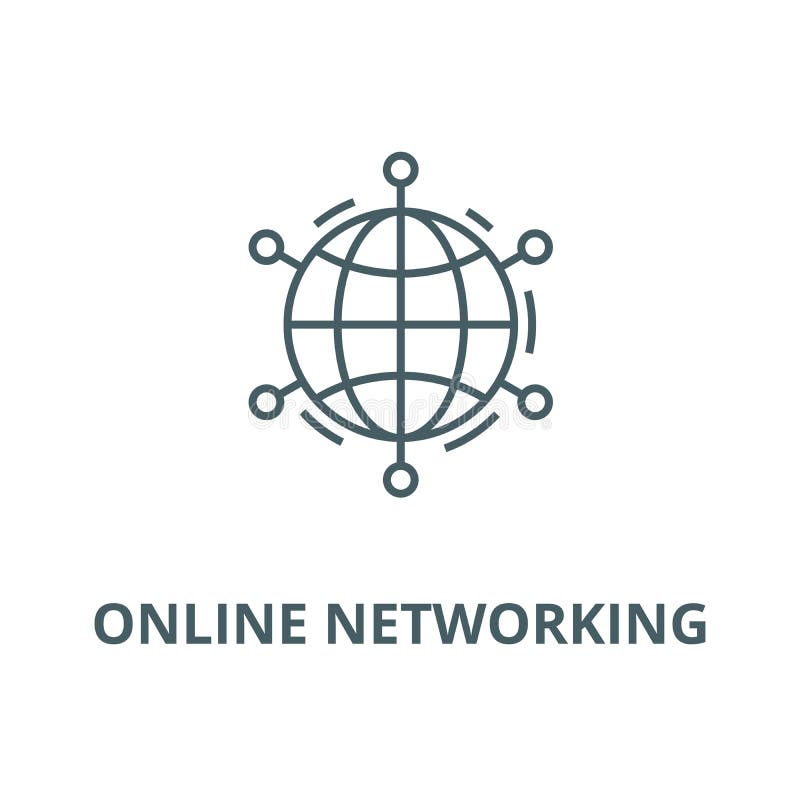 Online networking wektoru linii ikona, liniowy pojęcie, konturu znak, symbol ilustracji