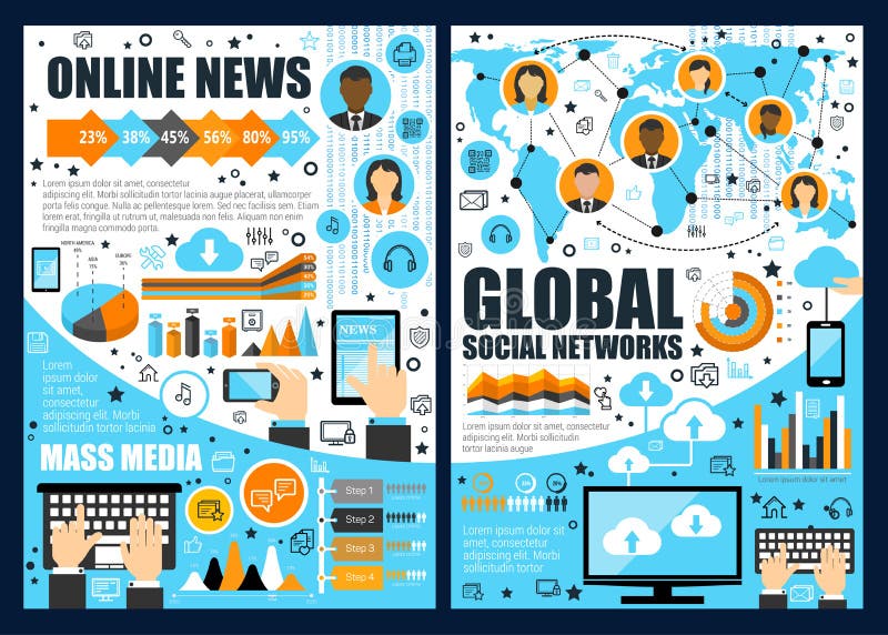 Online-nyheterna och globalt nätverk royaltyfri illustrationer Online-nyheterna och globalt nätverk royaltyfri illustrationer