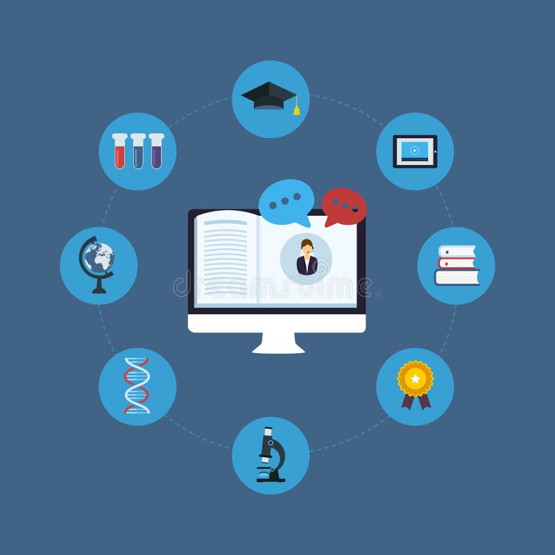 Online onderwijs en cursussen royalty-vrije illustratie Online onderwijs en cursussen royalty-vrije illustratie