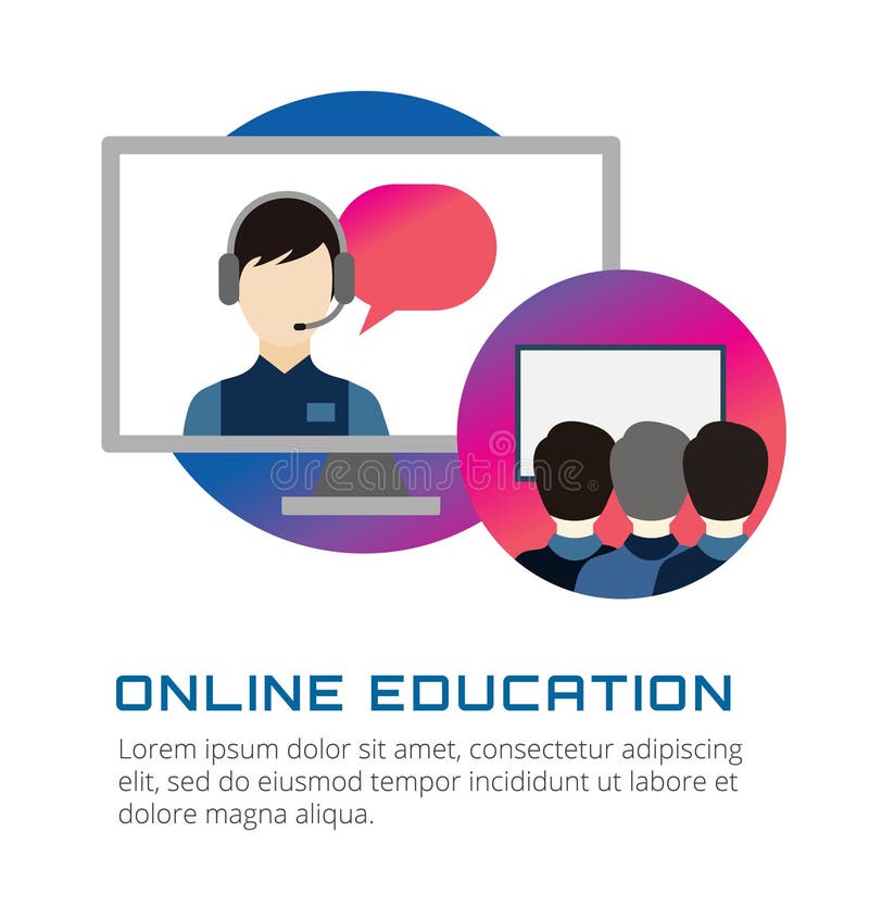 Online onderwijs vectorpictogrammen Webinar, school vector illustratie Online onderwijs vectorpictogrammen Webinar, school vector illustratie