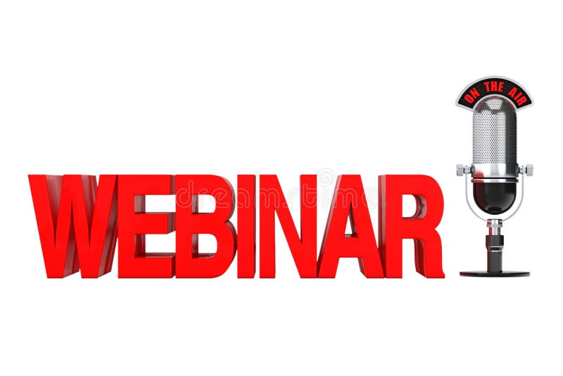 Online onderwijsconcept Rood Webinar-Teken met Microfoon en O vector illustratie Online onderwijsconcept Rood Webinar-Teken met Microfoon en O vector illustratie