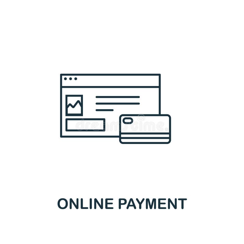 Online Payment icon thin line style. Symbol from online marketing icons collection. Outline online payment icon for web design, apps, software, printing usage.
