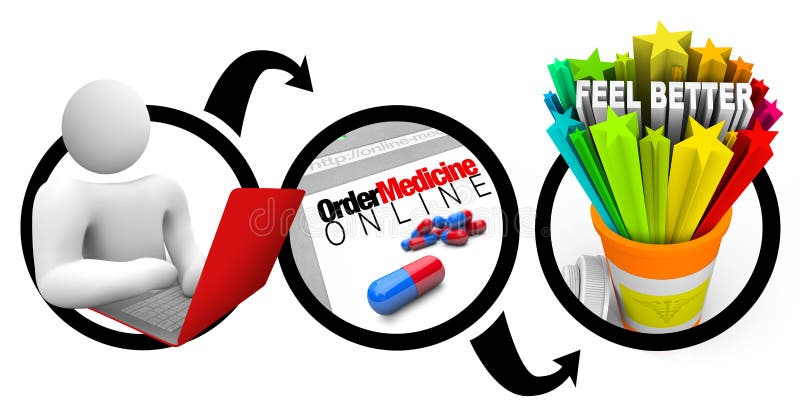 Online Pharmacy Ordering Of Medication Diagram Stock