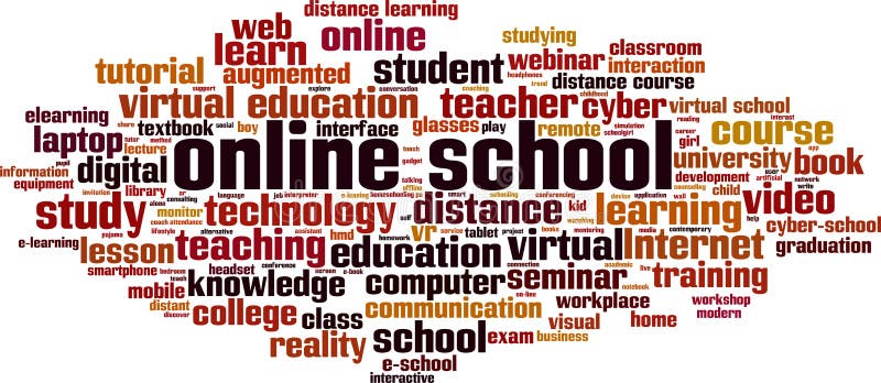 Online school word cloud vector illustration