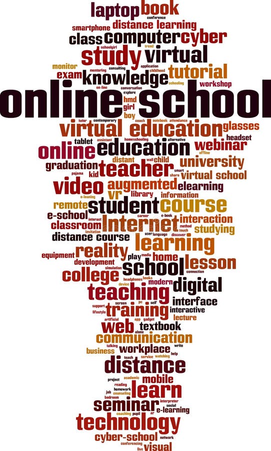 Online school word cloud royalty free illustration
