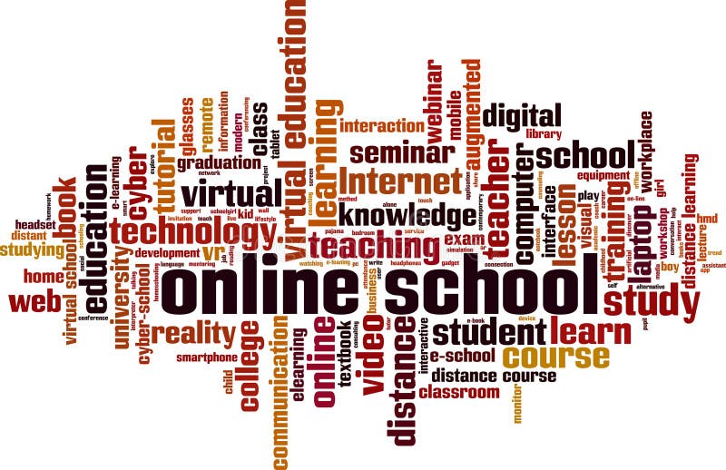 Online school word cloud royalty free illustration