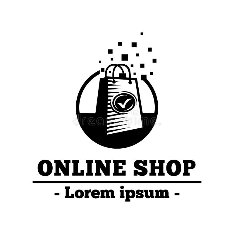 Online Shop Logo Design Template. Shopping Bag Logo. Vector and