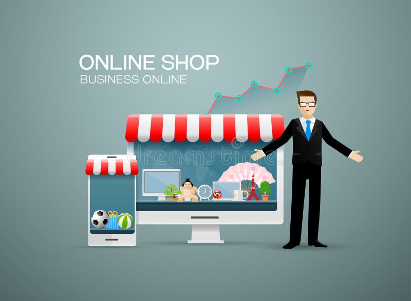Online shop business online royalty free illustration