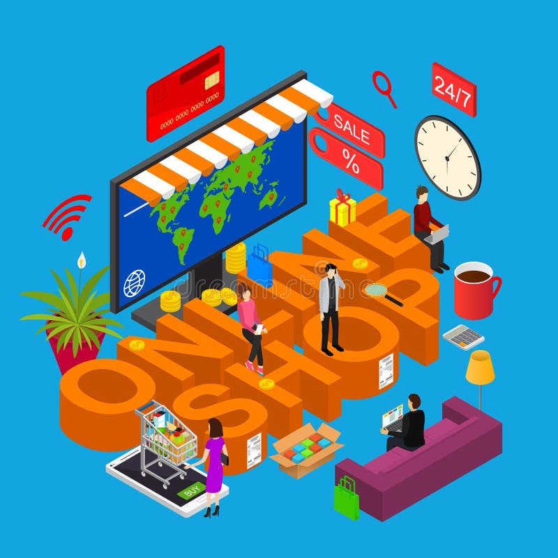 Download Online Shop Concept 3d Isometric View. Vector Stock Vector ...