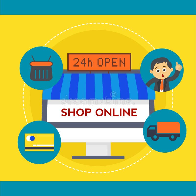 Online Shop with Sales Executive. stock illustration Online Shop with Sales Executive. stock illustration