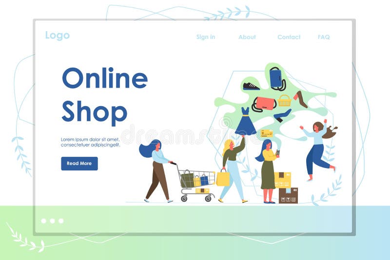 Online shop vector website landing page design template stock illustration