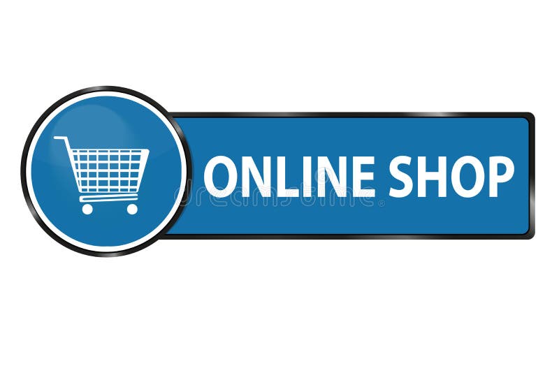 Online Shop Web Button With Shopping Cart - Vector Illustration Isolated On White Background