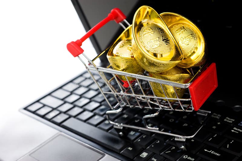 Online shopping stock photo. Image of close, cart, chrome 16451752