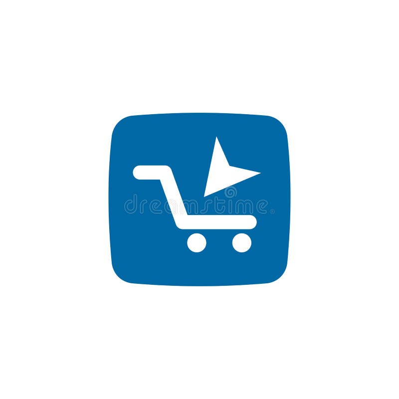 Online Shopping App Logo with Shopping Cart Icon Design Stock Vector