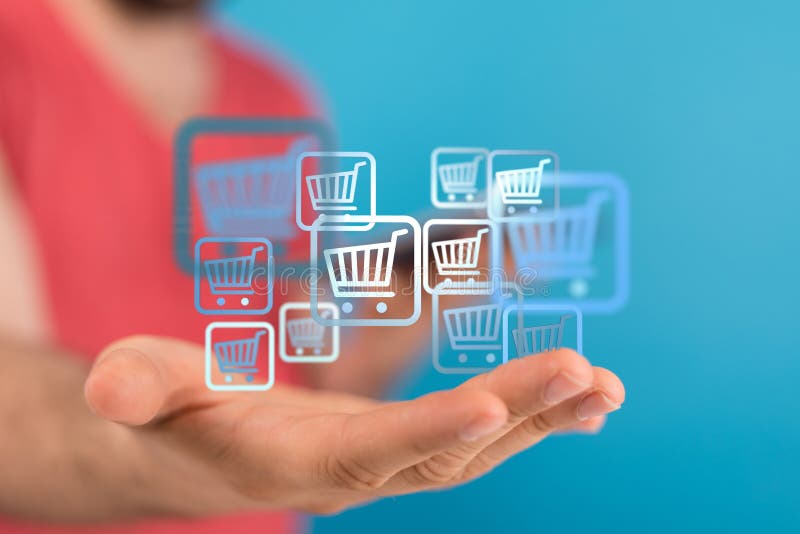 A Online Shopping Business Concept Selecting Shopping Cart Stock Image