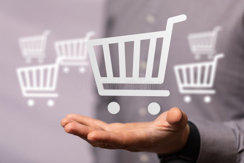 A Online Shopping Business Concept Selecting Shopping Cart Stock Photo