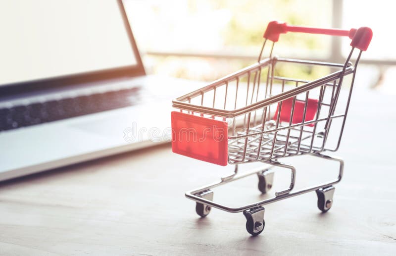 Online shopping with cart stock photo. Image of customer 99770894
