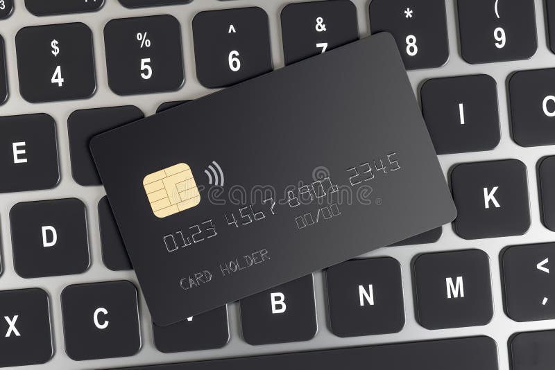 Online Shopping Concept with Black Credit Card on Computer Keyboard