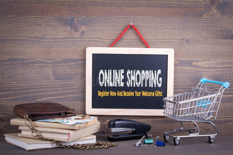 Online Shopping Concept. Chart with Keywords and Icons on White