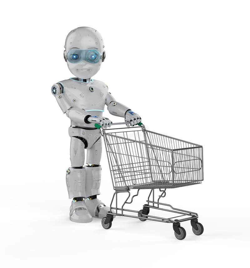 Robot Shopping Trolley Stock Illustrations 130 Robot Shopping Trolley