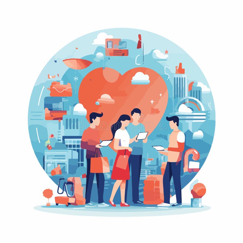 Online Shopping and Concept Set. Sale, Orders, Online