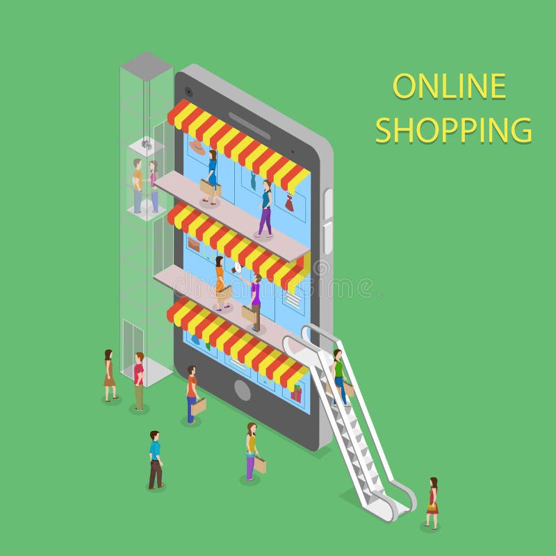  Online  Shopping  Isometric Concept Illustration Stock 