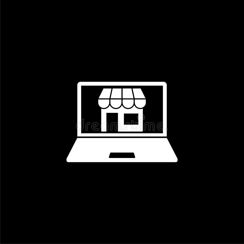 solide Talloos eindeloos Online Shopping on Laptop Monitor Screen Icon or Logo on Dark Background  Stock Illustration - Illustration of minimal, computer: 133002140