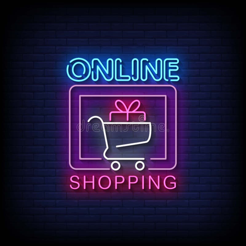 Online Shopping Neon Signs Style Text Vector Stock Vector ...
