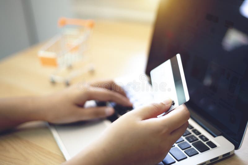 Online Shopping and Pay Online Stock Image Image of commerce, casual